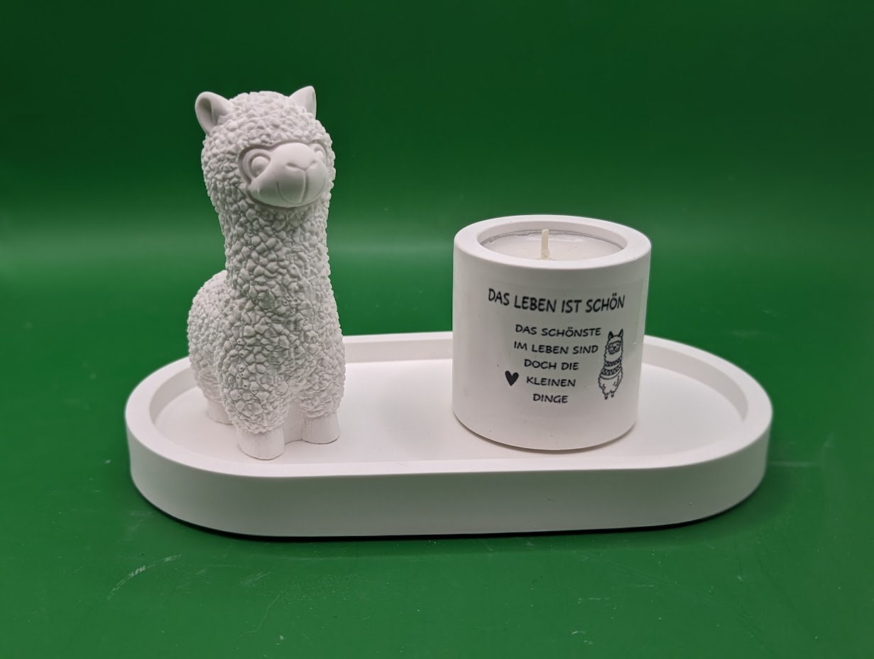 NO DRAMA LAMA, Lama mit Teelicht - neue Version-, Mitbringsel aus Gips
