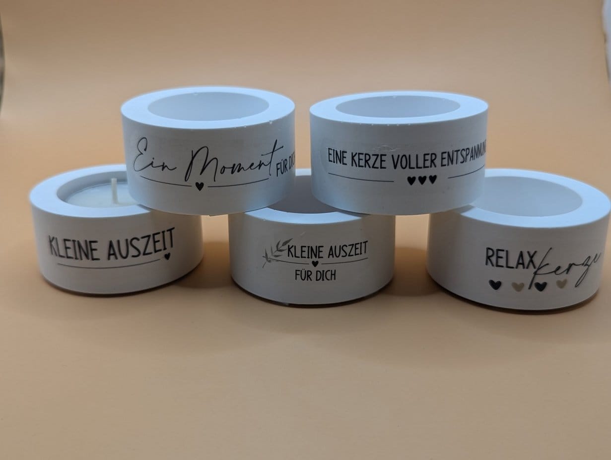 Kerzenständer Teelicht mit kleinem Mönch , Mitbringsel aus Gips