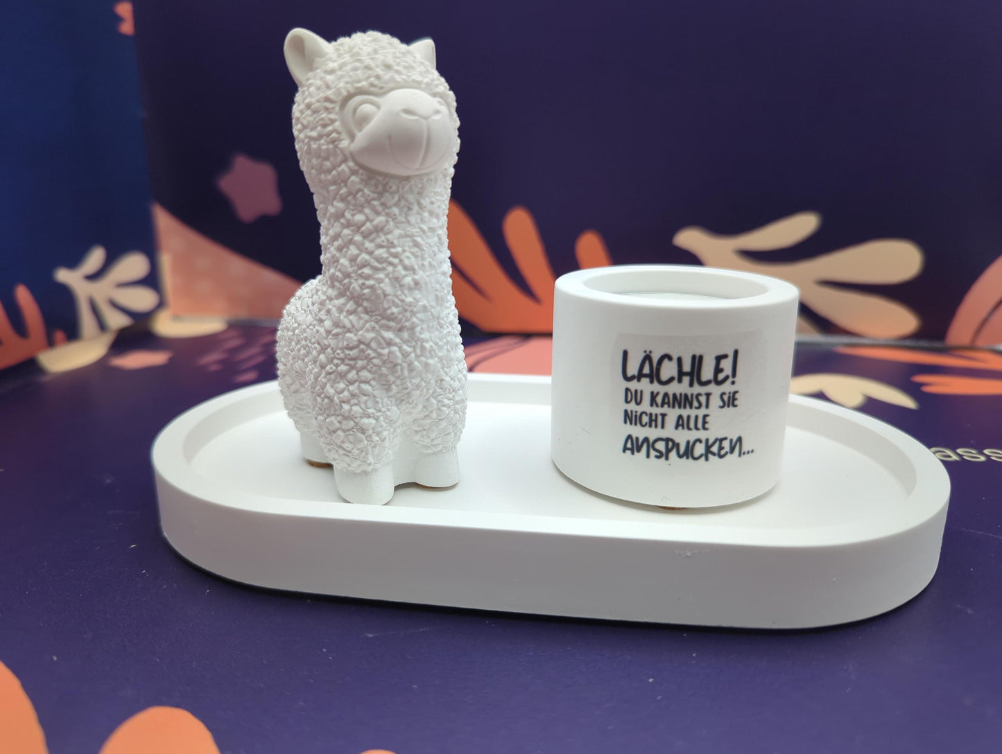 NO DRAMA LAMA, Lama mit Teelicht - neue Version-, Mitbringsel aus Gips