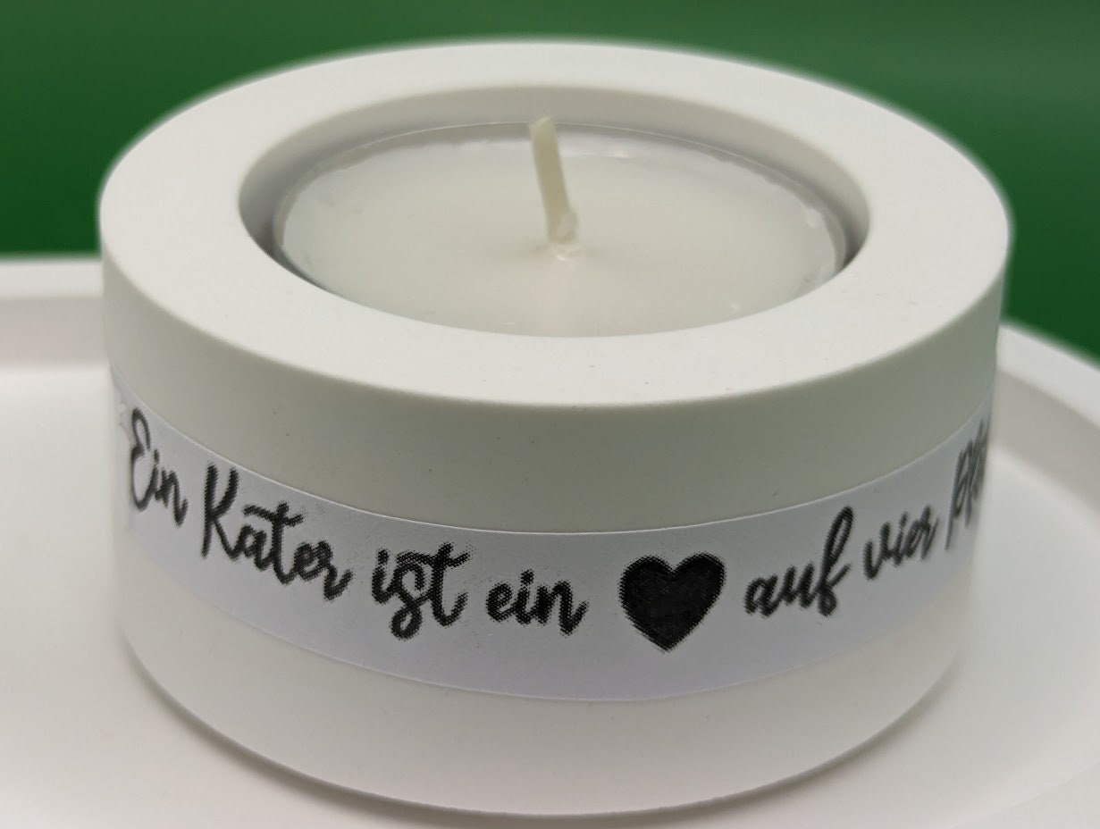 Kerzenständer Teelicht mit einer Herde Schafen,  Mitbringsel aus Gips