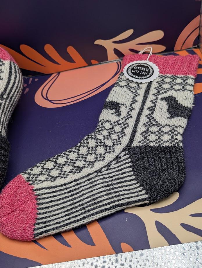 handgestrickte Socken Gr. 36/37, Fair Isle, Dackel