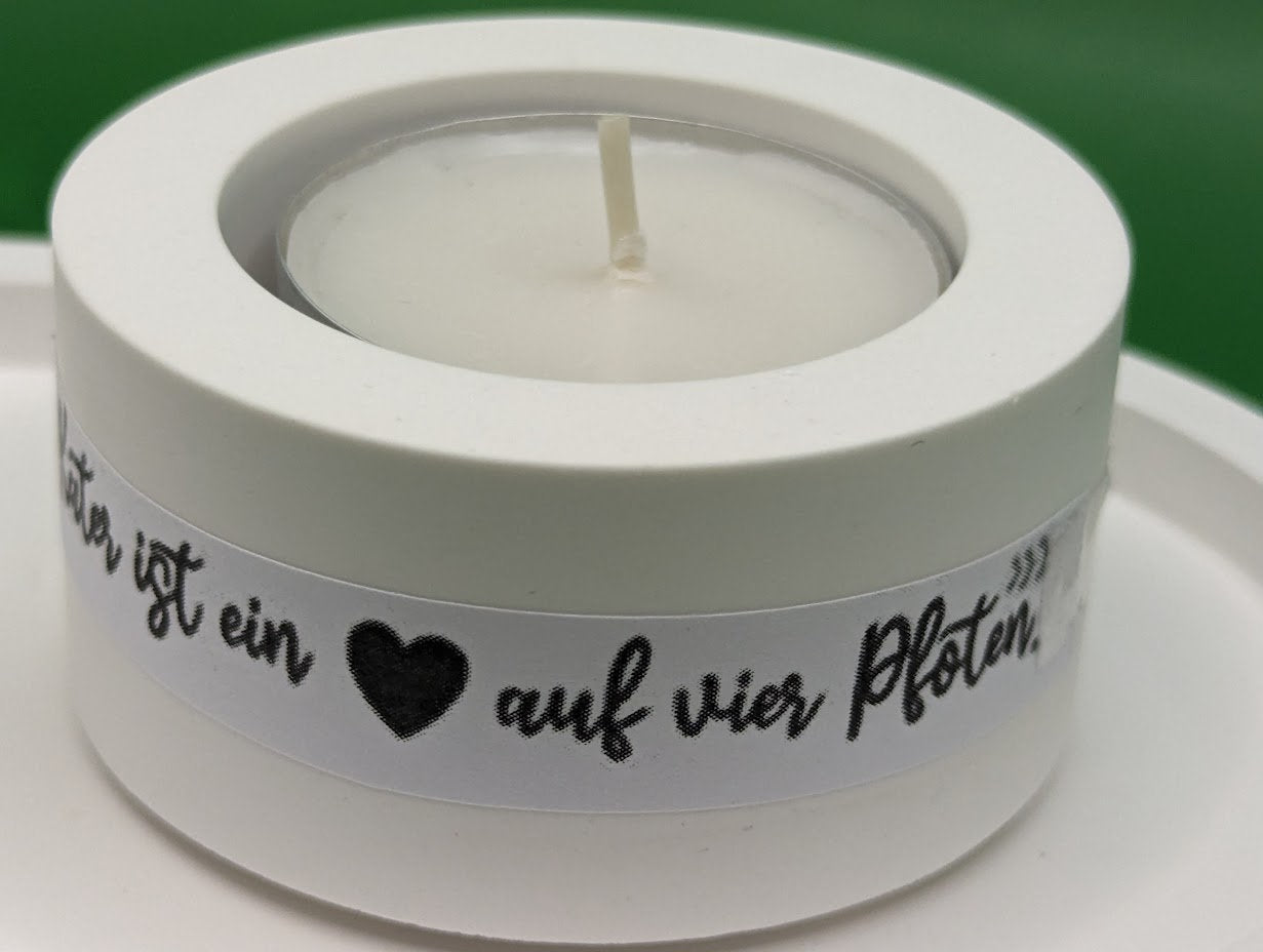 Kerzenständer Teelicht mit einer Herde Schafen,  Mitbringsel aus Gips