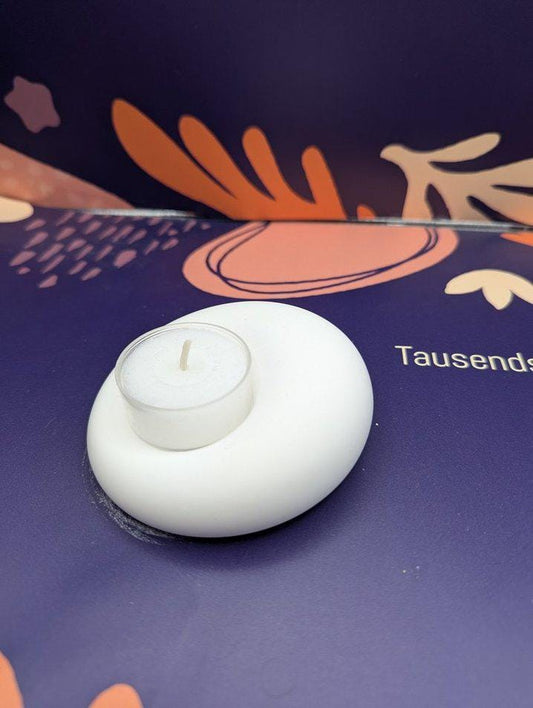 Teelichthalter oder Schmucktablett rund, Mitbringsel aus Gips