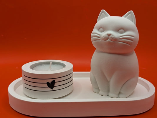 Kerzenständer Teelicht mit Katze