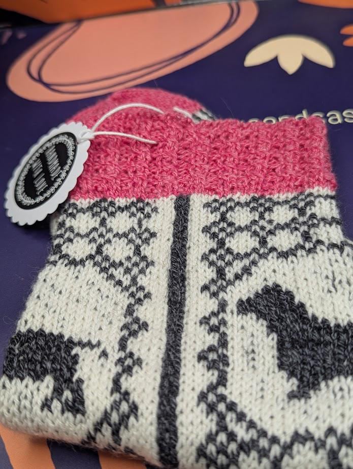 handgestrickte Socken Gr. 36/37, Fair Isle, Dackel